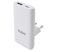 CARGADOR TOOQ PARED GAN USB-C/PD+USB-A/QC 65W, BLANCO