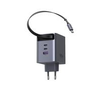 Cargador Ugreen Nexode GaN Infinity 1x USB-A + 2x USB-C 100W con Cable Retráctil