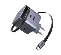 Cargador Ugreen Nexode Pro 65W GaN Cable Retráctil USB-C y USB-A