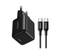 Cargador Ugreen X513 30 W GaN 1x USB-C con Cable USB-C de 1 m Negro