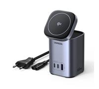 UGREEN Nexode Estación de Carga GAN de 65W, Cargador Inalámbrico Qi2 de 15W, Adaptador de Corriente Compatible con MagSafe iPhone 16 15 14 13 12, Galaxy S24, iPad, MacBook, etc.