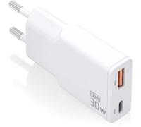 Cargador ultrafino GaN de 30 W (1xUSB-C 1xUSB-A blanco) - AISENS