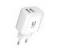 Cargador UNI HC2123 USB-A Dual 2.4A 2 Puertos Protección Universal Blanco