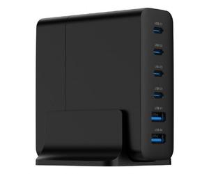 Cargador universal Gembird TA-UC-2A4C-PD75-01-BK 75W GaN 6 puertos AC carga rápida