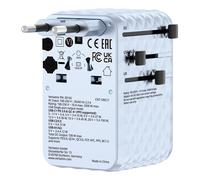 Verbatim GAN - Adaptador de Viaje de 100 W, Color Azul, Adaptador de Enchufe con Cable Integrado y 2 Puertos USB-C, USB-A, USA/JP, Cargador rápido Universal para MacBook, portátil, iPhone 17, Uso