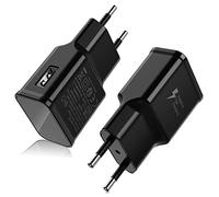 Cargador USB 15W, 2 Paquetes Cargador Movil Carga Rapida, Cargador Rápido Adaptador Corriente USB, Enchufe USB Pared Compatible con Galaxy A20/A80/S22/S21/S20/S10/S9/S8(Negro)