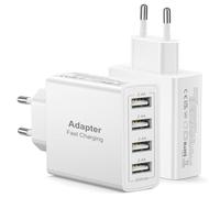 Cargador USB 4Puertos, 2Pack 25W Enchufe USB Multiple Cargador Móvil Carga Rapida Multicargador, Rapido Carregador para Samsung Galaxy S25 S24 S23 S22, iPhone Air 17 16 15 14 13 12 XR, Huawei, Xiaomi