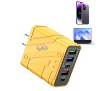 Cargador USB - 65 W cargador de corriente multipuerto con protección de corto circuito | bloque de tipo C | para teléfono, ordenador de sobremesa, ordenador portátil, tableta, PC