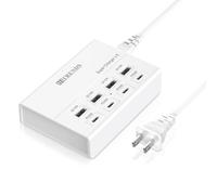Cargador USB - 8 puertos estación de carga 50 W/10 A Multi puerto USB Hub de carga para múltiples dispositivos (cable de 6 pies, color blanco)