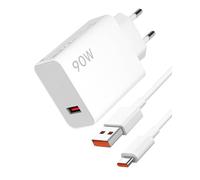 Cargador USB 90W y Cable USB C para Xiaomi 15, 14 Ultra, 13 Ultra, Poco X4 Pro, F6, Mi 11, Redmi Note 12S, Mi Pad 6, Carga Rápida Turbo, Cable 1M, Adaptador de Pared, Carga Rápida hasta 90W