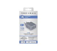 Cargador USB A + C - Force Power - Cubo 45W - UltraGaN - 100% Plástico Reciclado - Garantía de por vida