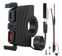 Cargador USB Adaptador para Moto 12V : Toma USB Cargador Coche 18W QC3.0 30W PD Type C Enchufe USB Impermeable para Moto ATVs Tricycles