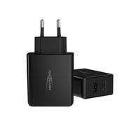 Cargador USB Ansmann Home Charger 254PD de 65 W con 1 puerto USB-A y 1 puerto USB-C Power Delivery, interior de GaN negro