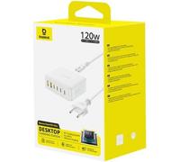 Cargador USB Baseus EnerFill FH21 120W 6 Puertos GaN Blanco