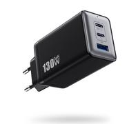 Cargador USB C 130W, 3 Puertos PD QC Cargador Rápido con GAN III Tech, 65W Cargador Laptop Compatible con MacBook Pro/Air, ThinkPad, DELL XPS, iPad Pro, iPhone 17/16/15/14, Galaxy, SteamDeck