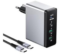 Cargador USB C 140W, 4 Puertos Cargador rápido GAN, PD+QC Adaptador alimentación de Pared, 100W Puertos Tipo C Cargador para Ordenador portátil Compatible con MacBook Pro/Air/iPhone 16/15/Samsung