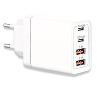 Cargador USB C, 20 W 4 Puertos Enchufe USB C Cargador Rápido para iPhone, Multi Corriente PD+QC 3.1A Tipo C. Adaptador para iPhone 16 15 14 13 12 11 Pro Max X XS XR 8 7 6S Plus, iPad