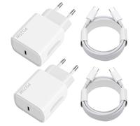 Cargador USB C 25W,2PCS Cargador Tipo c con 2x2M Cable Carga Rapida para Samsung Galaxy iPhone iPad Xiaomi Huawei, Rapido Cabezal Adaptador Enchufe USB C Carregador Cargado Corriente Charger