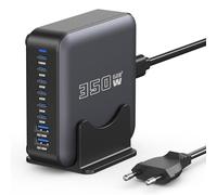 Cargador USB C, 350W GAN 8 Puertos estación de Carga, Adaptador de alimentación USB C, PD100W Carga Rápida, Compatible con iPhone/Samsung/Google/Computadora portátil/Tableta