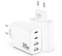 Cargador USB C, 35W 4-Puertos USBC Enchufe Carga Rapida Cargador Multiple Tipo-C y USB-A Adaptador para iPhone 17/Pro Max/17 Air, iPhone 16/16e15/14/Pro MAX, Google Pixel 10/9/8, iPad