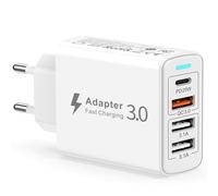 Cargador USB C 40W 4-Puerto Multiple Enchufe USB C PD&QC3.0 Tipo C Carga Rápida para iPhone 17/16/15/14/13/12/11/Pro MAX/XS/XR/8, iPad, Samsung, Xiaomi