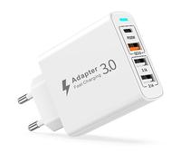 Cargador USB C 40W,4 Puertos Enchufe USB C Cargador iPhone Carga Rapida, Multiple Enchufe PD&QC3.0 Pared Adaptador Enchufe Tipo C Carga Rápida para iPhone 17 16 15 14/13/12/11/Pro MAX, iPad,Samsung