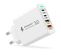 Cargador USB C 40W, 4 Puertos Enchufe USB C Cargador Tipo C Carga Rapida PD&QC3.0, Enchufe Multiple Adaptador Movil Carga Rapida para iPhone 17 16 16e 15 14 13 12 11 Pro X, Samsung S25 Ultra