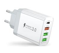 Cargador USB C, 40W Cargador iPhone Carga Rapida, 4 Puertos Enchufe USB C PD+QC3.0 Rápido Pared Adaptador Tipo C Cabezal Movil para iPhone 16 15 14 13 Pro MAX, Samsung S25 S24 S23,Xiaomi,iPad