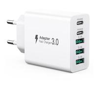 Cargador USB C 50W, Cargador múltiple Puertos con【2 USBC y 3 USBA】,Cargador de Pared Corriente USB, Adaptador de Corriente Fast Charge PD 3.0 Compatible con iPhone 12/13/14/15/Samsung/tabletas