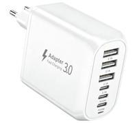 Cargador USB C, 60W 6 Puertos Rápidos para iPhone, Protocolo PD+QC