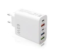 Cargador USB C 65 W Carga Rápida Múltiple 5 Puertos Cargador rápido Multi USB PD y QC3.0 Adaptador de alimentación USB C Compatible con iPhone 17 16 15 Pro MAX 14 Plus 13 12 11 SE Samsung iPad Huawei