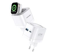 Cargador USB-C 65 W para Apple Watch, cargador USB-C 3 en 1 para iPhone 65 W, cargador rápido PD 3.0 para iWatch 11/10/9/8/7/Ultra/SE, adaptador de corriente para MacBook Pro/Air, iPad Pro/Air, blanco