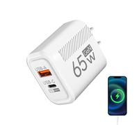 Cargador USB C - 65W 2 PuertoCarga Rapida Cargador | Movil Cargador | USB C USB-A Rapido PD Adaptador | Cargador Phone Carga Rapida | Adaptador De Cargador Múltiple
