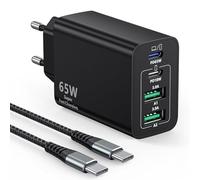 Cargador USB C 65W, Carga rápido PPS GAN de 4 Puertos para Ordenador portátil, Compatible con MacBook Pro/Air/iPad/iPhone 15/16 Pro MAX/Galaxy S23/S24/Tablet/Laptop con Cable USB C-C de 2M