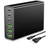 Cargador USB C, 96 W GaN 6 puertos, estación de carga múltiple, cargador rápido PD USB C cargador de escritorio compatible con iPhone Samsung/Xiaomi/Tablet/Smartwatch