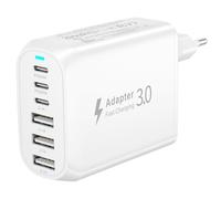 Cargador USB C Carga Rapida, 60W 6-Puerto Enchufe USB C Multiple Cargador iPhone Carga Rapida Enchufe Tipo C Cargador Movil rapido para iPhone 17 16 15 14 13 12 11 Pro MAX, Samsung Galaxy S25 S24 S23