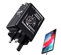 Cargador USB C | Cargador de doble puerto para portátiles | Adaptador de enchufe extensible para ordenador, viaje, casa, coche