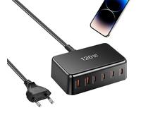 Cargador USB C,Cargador de Sobremesa para Ordenador - Dispositivo de Carga Rápida de 120W con 6 Puertos para Usuarios de Dispositivos Móviles, Consumidores Expertos en Tecnología,