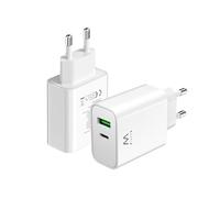 Cargador USB C, Cargador Enchufe USB C para iPhone 15/14/13/12/11/Pro/Max/Mini/SE/X/XR/XS/8/7, iPad Pro/Air, Air/Pods Pro, Samsung Galaxy Note, Huawei, XiaoMi etc., 2-Puertos,30W Tipo C Super Rápido