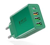 Cargador USB c,Cargador rápido acezeek de 35w,Fuente de alimentación USB C de 4 Puertos (pd20w/qc3.0/3.1a*2),Compatible con iPhone/LG/Huawei/Blackberry/Samsung/iPad Pro etc.(Verde)