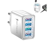 Cargador USB C,Cargadors Rapido 4 Puerto,Cargadors Carga Rapida QC 3.0,Enchufe Multiple Adaptador Movil Carga Rapida,Compatible con la mayoría de los teléfonos inteligentes y otros productos digitales