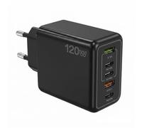 Cargador USB C de 120 W, 5 puertos de carga rápida, conector múltiple para iPhone15/16/17/Galaxy S25/S24/teléfonos móviles/tablets/para HP/Lenovo/Acer/Lpatop