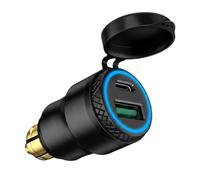 Cargador USB-C de 12V-24V con Conector DIN de Aluminio 30W 5A QC 3.0 | para motocicleta rápido para encendedor de cigarrillos resistente al agua para BMW Triumph Ducati Tiger y modelos europeo