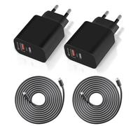 Cargador USB C de 2 unidades, conector USB C de 20 W, compatible con iPhone 15/16/Plus/Pro/Pro Max/iPad y otros, adaptador de corriente tipo C de doble puerto con 2 cables C-C