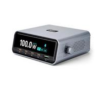 Cargador USB C de 265 W, estación de carga GaN de 5 puertos (4 C + 1 A), pantalla LCD inteligente de 2,3 pulgadas, cargador rápido compatible con MacBook Air, iPad, iPhone 17/16/15, Galaxy S25 Ultra