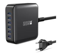 Cargador USB C de 285 W, Cargador rápido PD de 100 W + 65 W con estación de carga de 6 puertos, Cargador GaN-III, Fuentes de alimentación compatibles con MacBook Pro/Air, Dell XPS, iPhone 15/16/14/Pro
