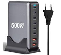 Cargador USB C de 500 W, 8 puertos, adaptador de cargador rápido con GaN III y PD 3.1, con 6 USB-C y 2 USB-A PD PPS Charger 100 W fuente de alimentación para MacBook, iPhone, ordenador portátil, iPad