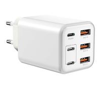 Cargador USB C de 60W, conector USB de 6 puertos con 3xUSB-C y 3xUSB-A, cargador rápido PD+QC, conector de carga Fast Power Adapter, compatible con iPhone 14/15/16/17/Samsung S24/S23/S22/iPad/Tabletas