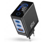 Cargador USB C de 67 W con pantalla, cargador rápido 3 en 1 USB C + USB A, indicador de potencia inteligente, adaptador de carga rápida multipuerto para MacBook Air/Pro, iPhone 17/16/15/14/13 Pr