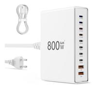 Cargador USB C de 800 W, GAN 10 Puertos USB, Cargador múltiple, Adaptador para Ordenador portátil, Cargador rápido, Fuente de alimentación PD Compatible con MacBook Pro/Air/DELL/iPhone/Galaxy